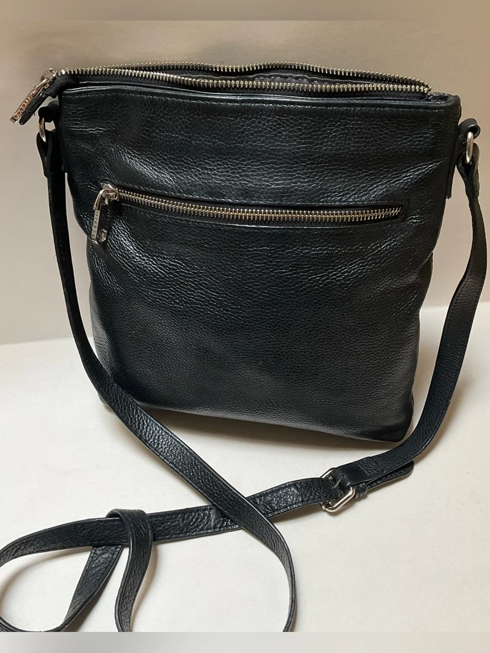 BUGATTI Black Leather Mens Shoulder Bag Unisex Crossbody Designer Messenger TOTE